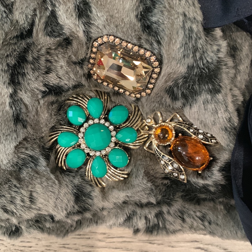 Nip Anthropologie Floreat Obling Fur Collar Black - image 2